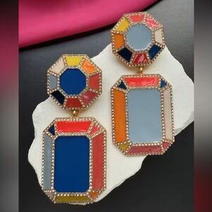Schiaparelli Style Color Block Earrings